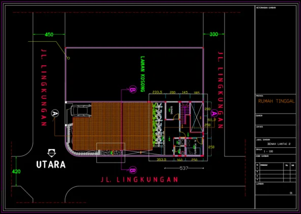 denah lt 2 arsitektural rumah 2 lantai