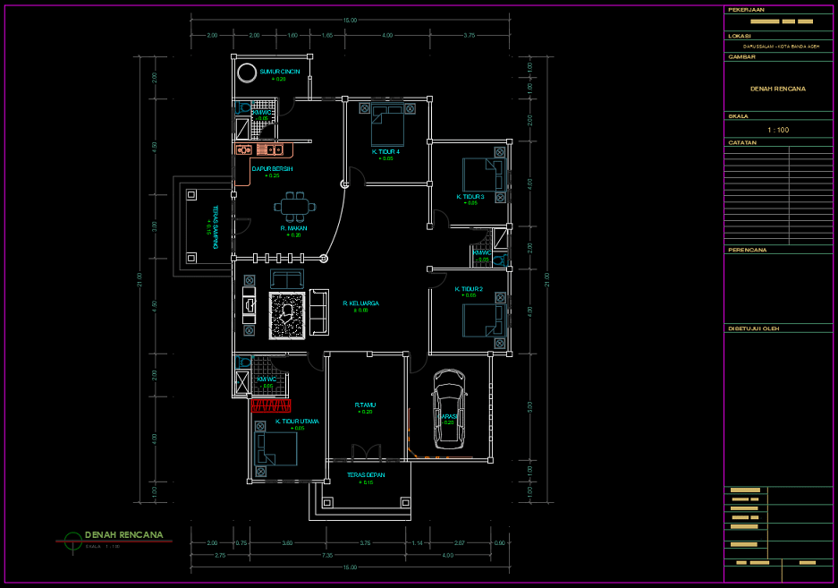 Download Gambar Rumah  1  Lantai  Type 230 m2 DWG AutoCAD  