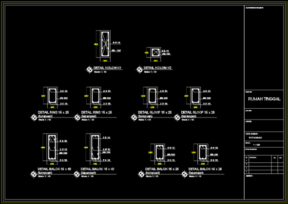 detail kolom balok ringbalk stuktural rumah 2 lantai