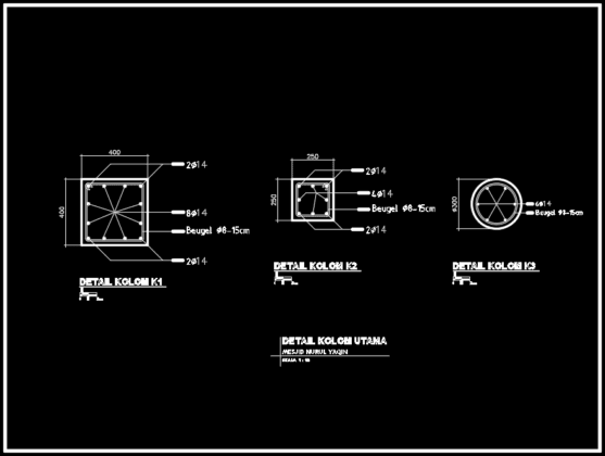 detail kolom utama masjid