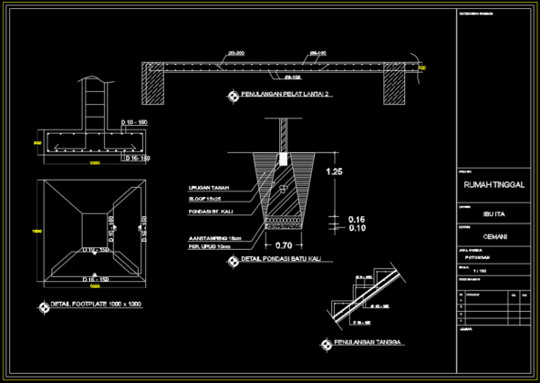 detail pondasi stuktural rumah 2 lantai