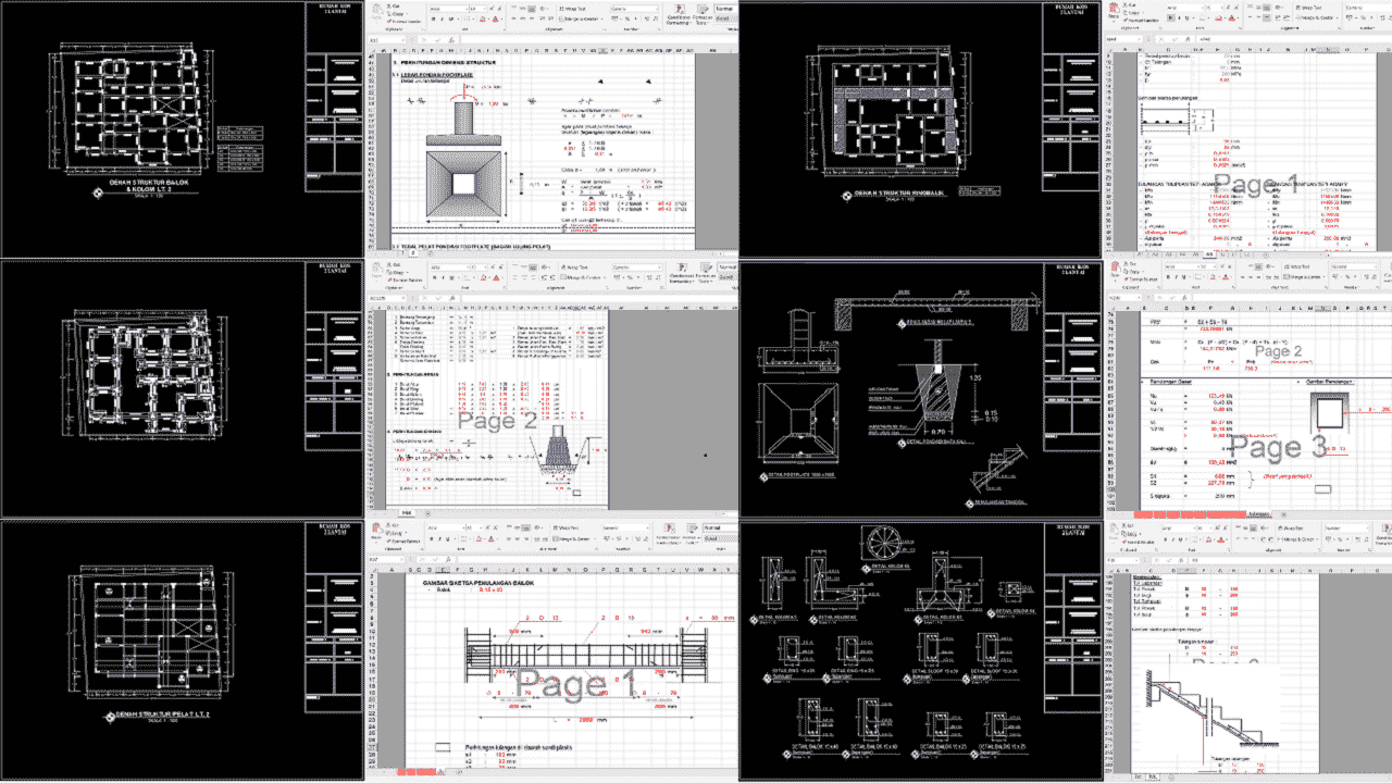 Lengkap Gambar Struktur Rumah Kost Format Dwg Beserta Perhitungan