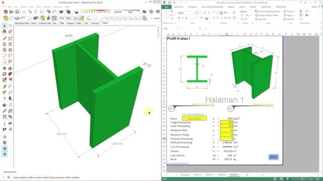 menghitung luas, volume, & berat profil bahan