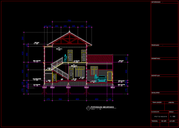 potongan melintang rumah klasik mewah