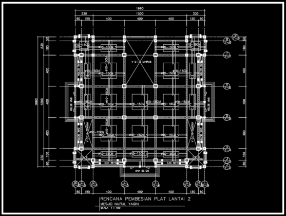 rencana pembesian plat lantai 2 masjid
