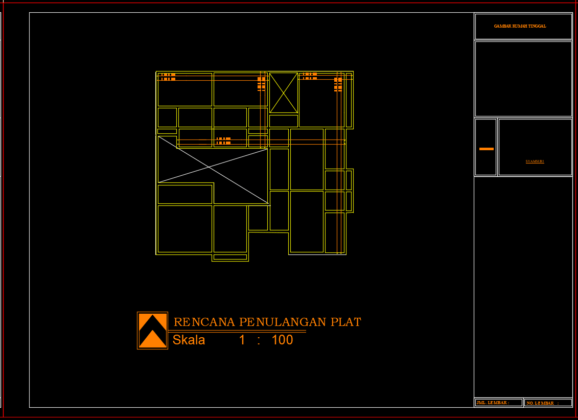 rencana penulangan plat rumah 2 lantai type 2