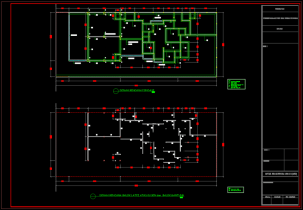 rencana pondasi dan balok latei ruko 1 lantai