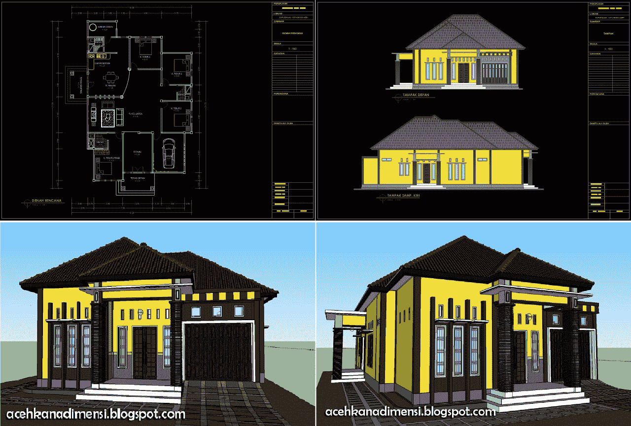 Download Gambar Rumah 1 Lantai Type 230 M2 Dwg Autocad Asdar Id