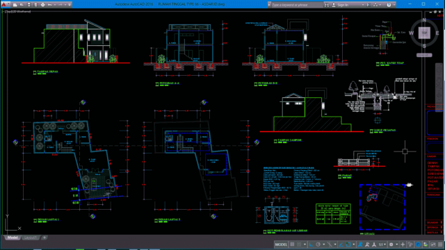  Download  Desain  Rumah  Tinggal 2  Lantai  Type 66 DWG AutoCAD  