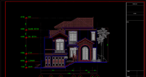 tampak depan rumah tinggal 2 lantai 11.60m x 25.65m