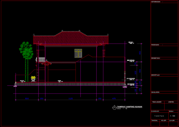 tampak samping kanan rumah klasik mewah