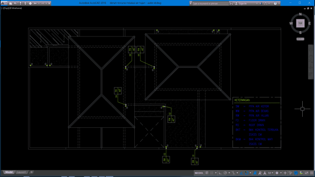 denah rencana instalasi air hujan