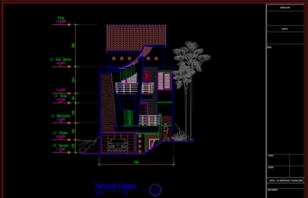 tampak depan rumah 3 lantai ukuran 7x20 meter