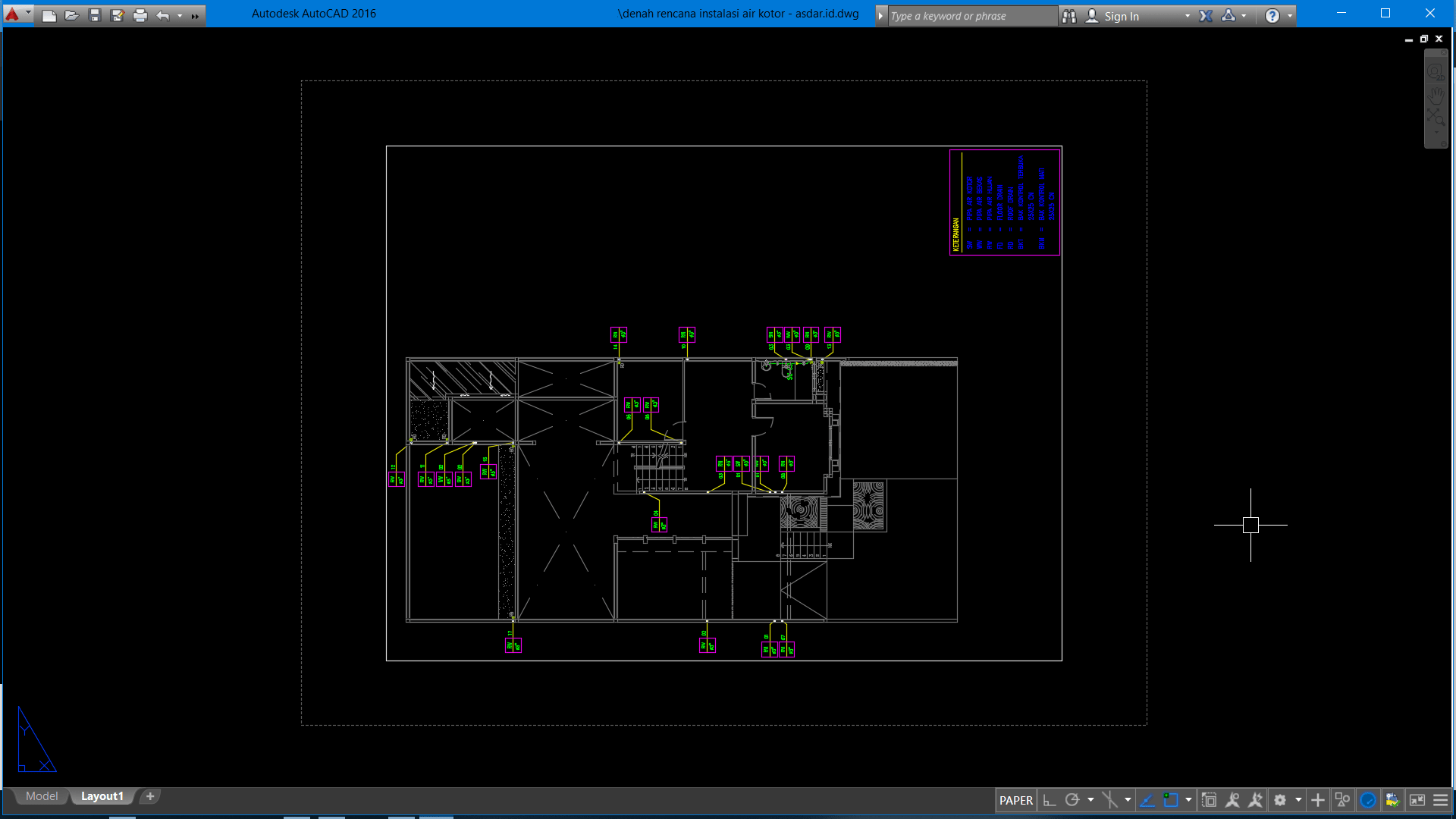 Download Denah Rencana Instalasi Air Kotor DWG AutoCAD - Asdar Id - Denah Utilitas Air Bersih Dan Kotor