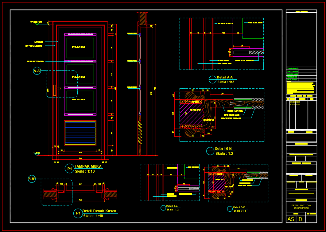 Download Detail Pintu  dan Kusen  Pintu  DWG AutoCAD  Asdar Id