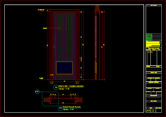 Referensi Gambar Detail Pintu Kamar  Mandi  DWG AutoCAD  