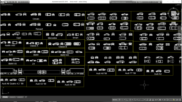 block mobil autocad