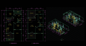 denah rumah 2 lantai ukuran 6x12 meter