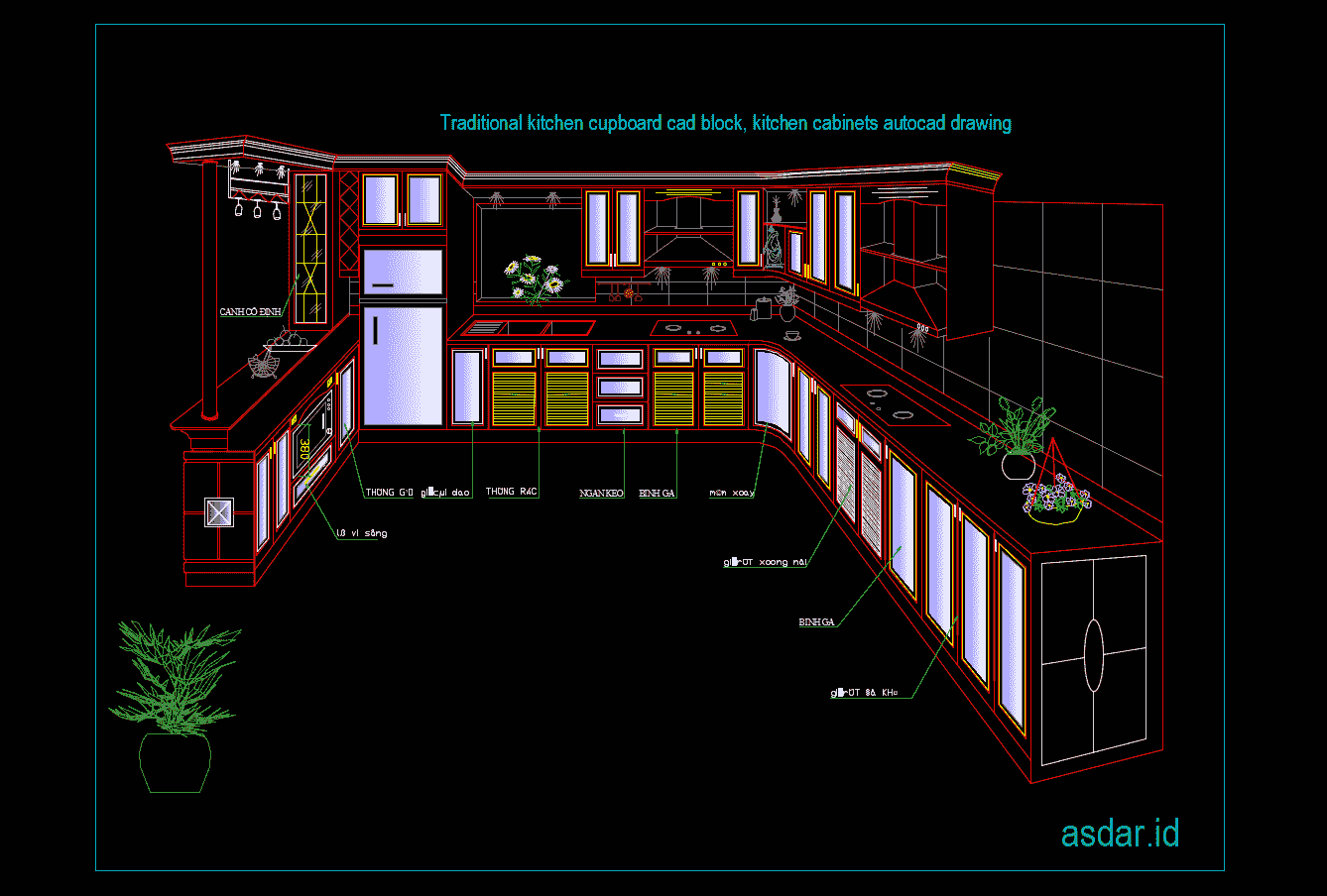 Download Gambar 3D  Block Lemari  Dapur  Tradisional DWG 