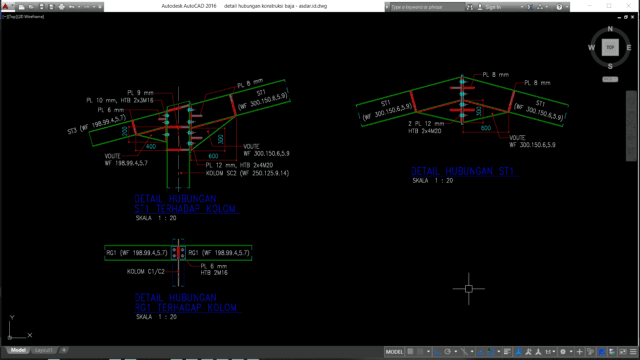 detail hubungan konstruksi baja