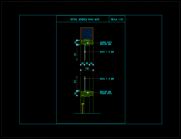 Download Detail Jendela Kaca  Mati Format DWG AutoCAD 