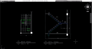 detail tangga rumah tinggal 2 lantai