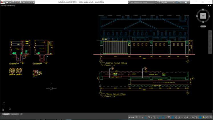 Download Gambar Detail Pagar Rumah DWG AutoCAD Asdar Id