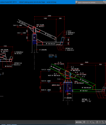Download Gambar Detail Talang Pada Konstruksi Baja DWG AutoCAD detail talang pada konstruksi baja