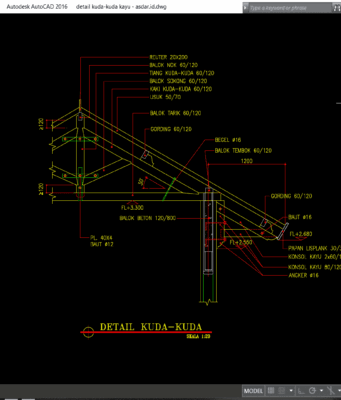 Download Gambar Detail Kuda Kuda Kayu Format DWG AutoCAD detail kuda kuda kayu
