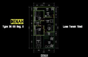 Download Denah Rumah Type 36/72 Bagian 2 DWG AutoCAD denah type 36.72 bagian 2