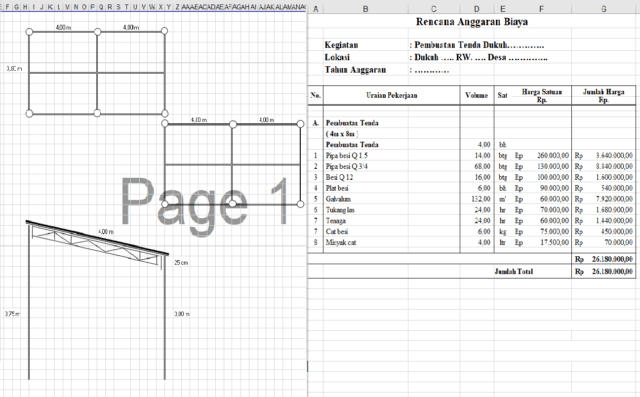 rab dan gambar pembuatan tenda