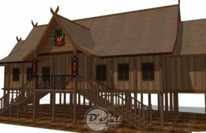 Download Desain Rumah Betang Kalimantan Format SKP SketchUp rumah betang kalimantan skp