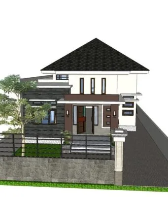 Download Rumah Minimalis Type 110 Format SKP SketchUp rumah minimalis 3 kamar tidur type 110 skp