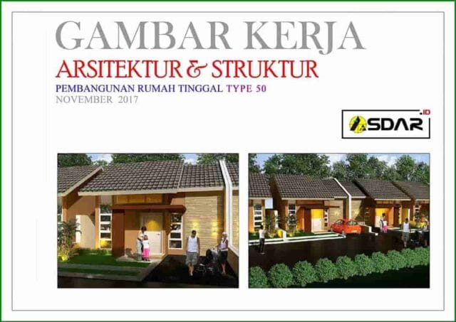 gambar kerja rumah tinggal type 50