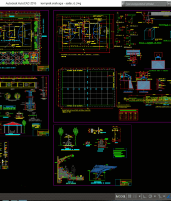Download Desain Komplek Olahraga Mini Format DWG AutoCAD komplek olahraga