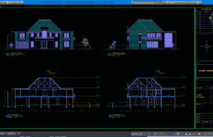 Download Desain Rumah Tinggal 2 Lantai Format DWG AutoCAD tampak & potongan rumah tinggal 2 lantai