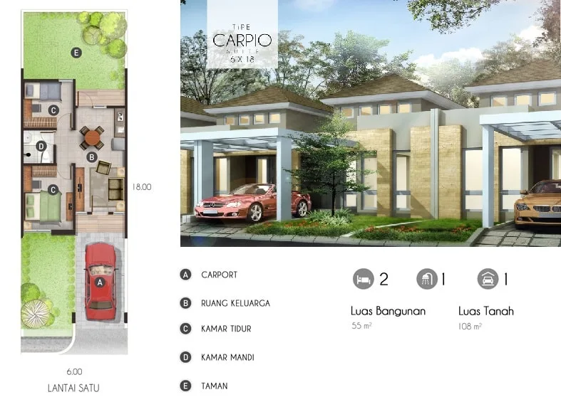 rumah tipe carpio suite 6x18