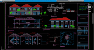 tampak dan potongan rumah 2 lantai type 144