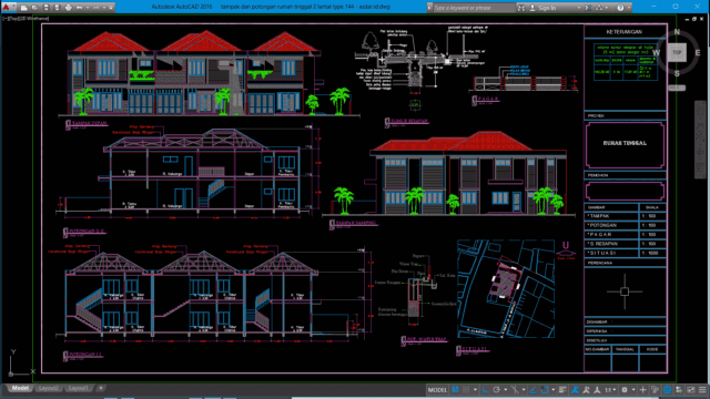 tampak dan potongan rumah 2 lantai type 144 tampak dan potongan rumah 2 lantai type 144