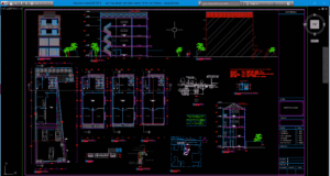 gambar desain arsitektur kantor & hunian 4 lantai