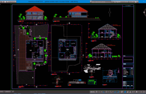Download Desain Kantor dan Hunian 2 Lantai Format DWG AutoCAD kantor & hunian 2 lantai