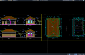 Download Desain Rumah Garasi DWG AutoCAD rumah 2 garasi
