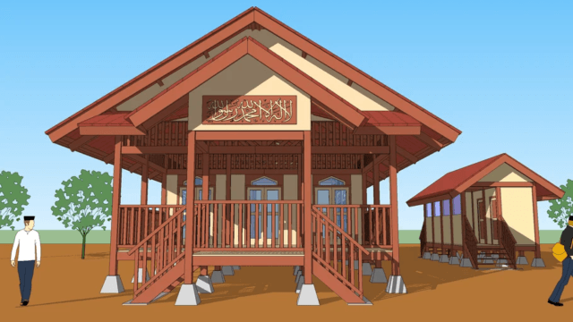masjid kayu sketchup