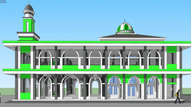 masjid kediri 2 lantai sketchup
