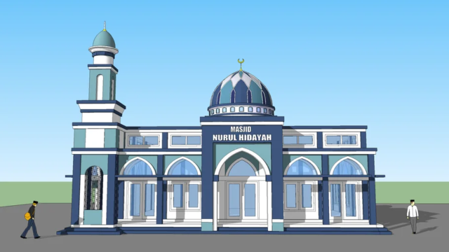 masjid dan menara sketchup
