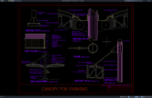 Download Detail Kanopi Parkir DWG AutoCAD detail kanopi parkir