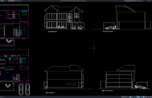 Download Rumah Modern Atap Miring 2 Lantai DWG AutoCAD rumah modern atap miring 2 lantai