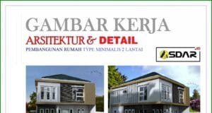 gambar kerja bestek rumah 2 lantai type minimalis