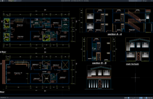 Download Desain Rumah 2 Lantai Ukuran 18m x 6,5m DWG AutoCAD rumah 2 lantai ukuran 18m x 6,5m