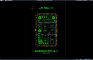 Download Denah Type 42/104 Bagian 1 DWG AutoCAD denah type 42-104 bagian 1